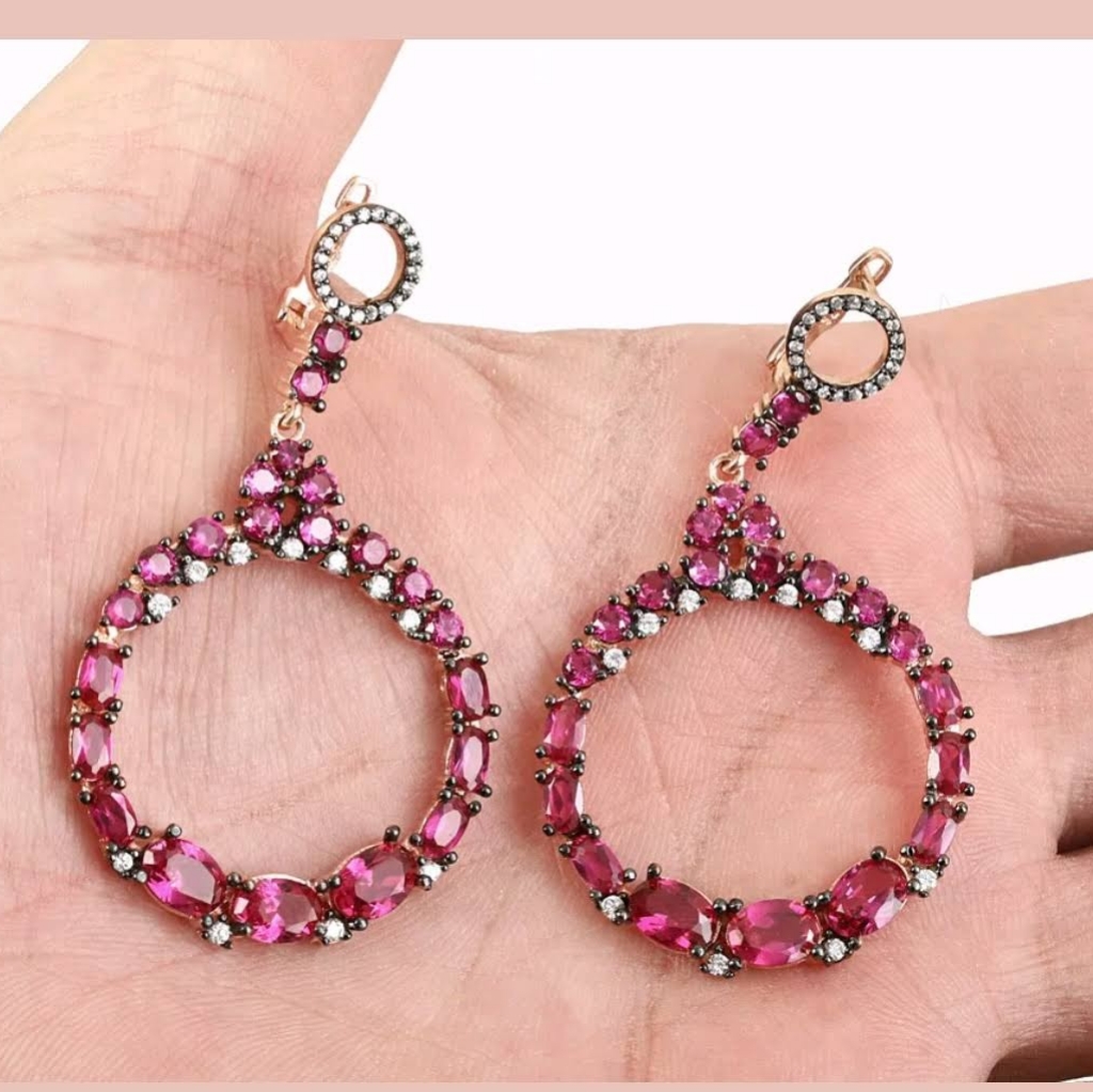 Wreaths Of Rubies & Sapphire Earrings